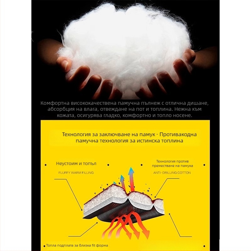 Мъжко памучно подплатено яке с качулка (Сваляща се яка; Удебелено; Цип за закопчаване; Множество джобове)