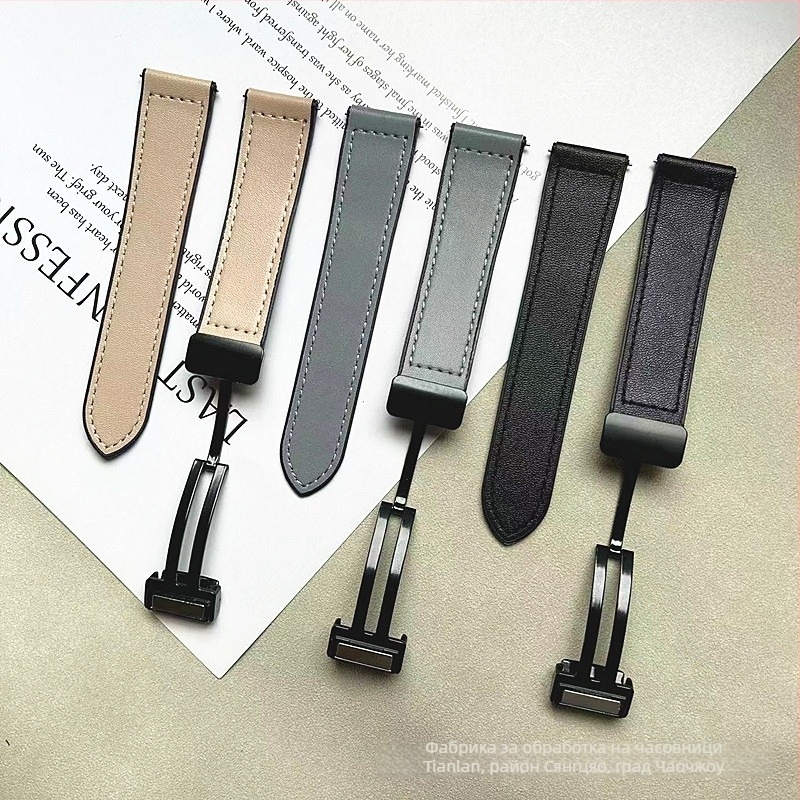 Каишка за часовник от силикон с Napa текстура, магнитно закопчаване, бърз освободителен механизъм, съвместима с Huawei GT и Apple Watch