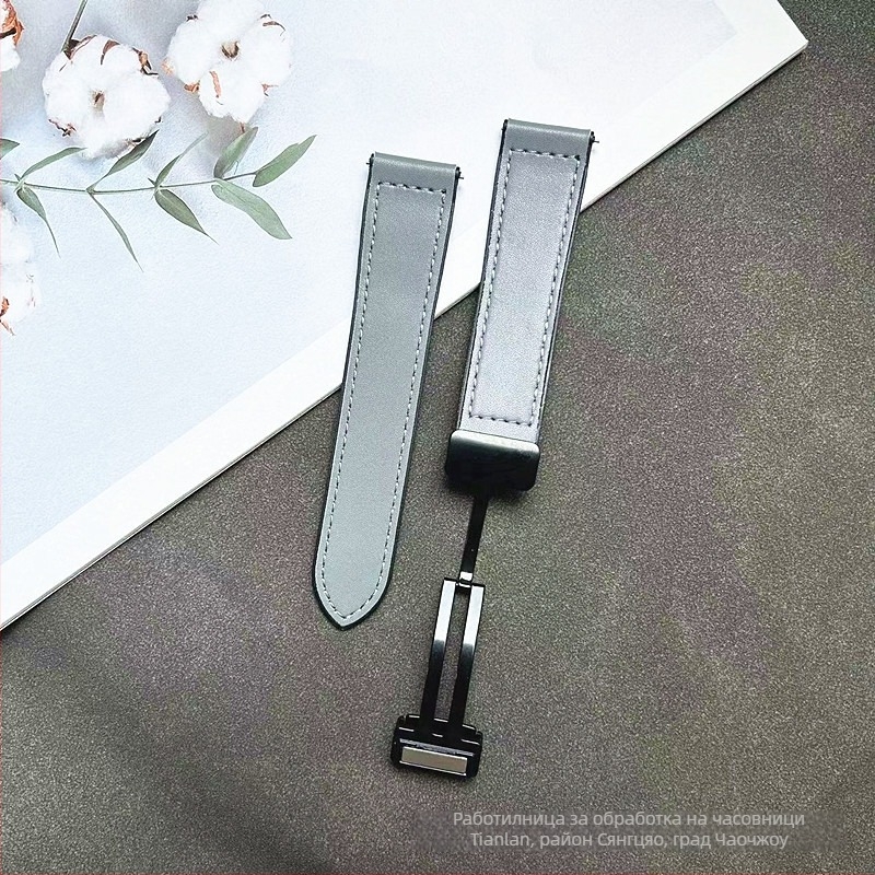 Каишка за часовник от силикон с Napa текстура, магнитно закопчаване, бърз освободителен механизъм, съвместима с Huawei GT и Apple Watch