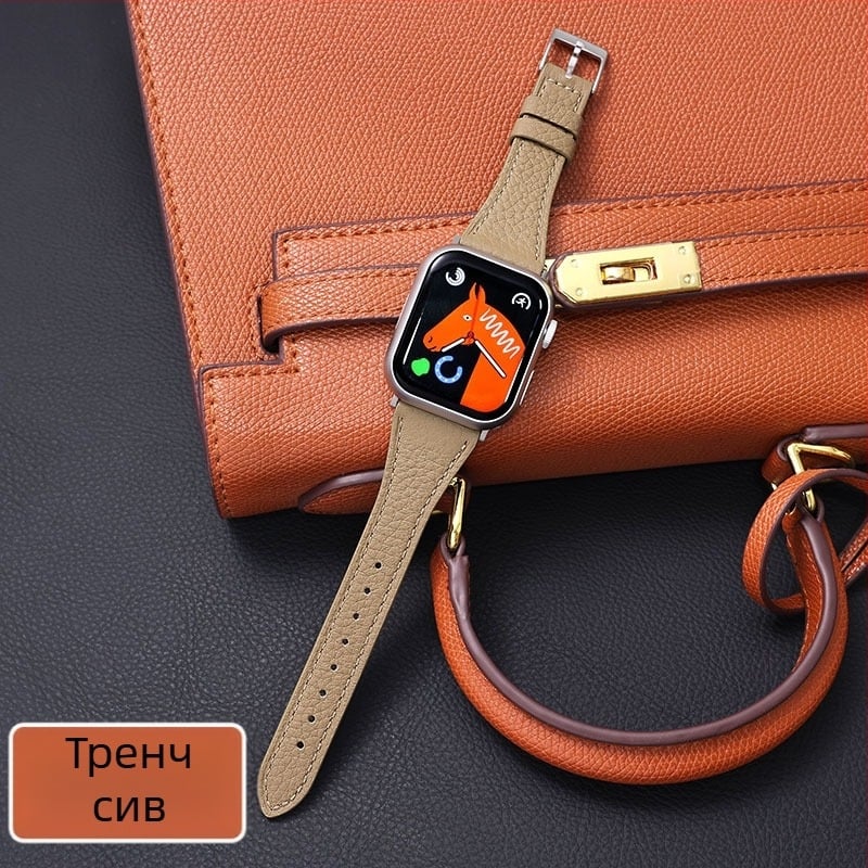 Каишка за часовник Huawei Fit1/2/3 и Watch4/Pro — естествена кожа, текстура lychee-grain, унисекс, марка Lomos, есен 2025