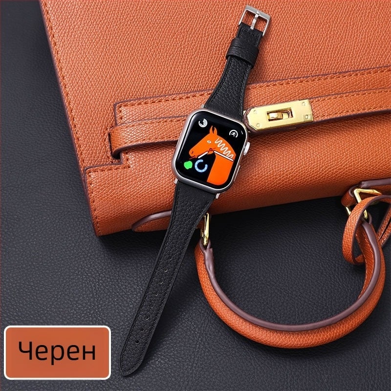 Каишка за часовник Huawei Fit1/2/3 и Watch4/Pro — естествена кожа, текстура lychee-grain, унисекс, марка Lomos, есен 2025