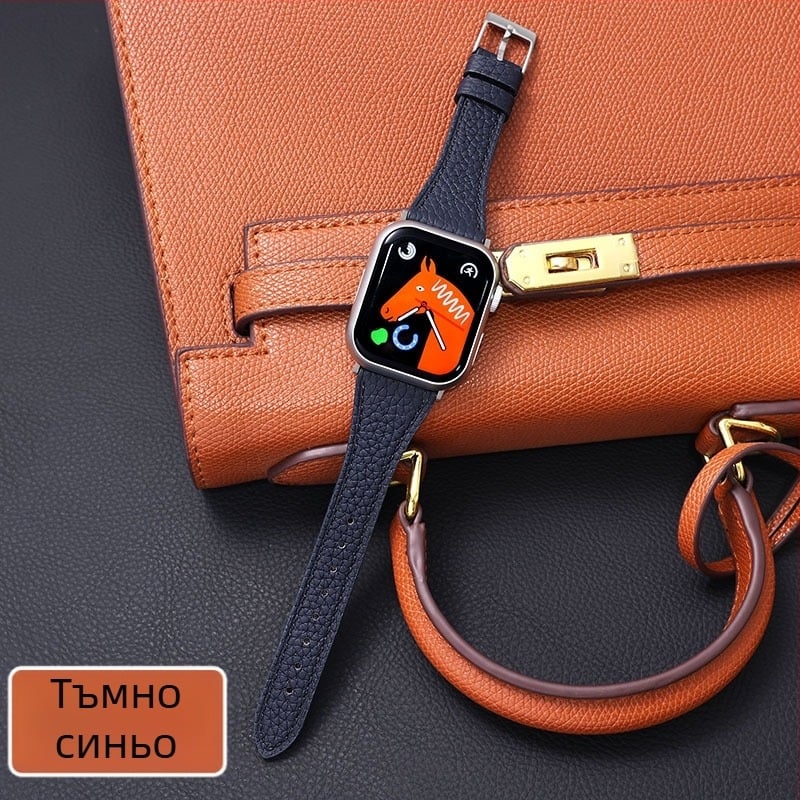 Каишка за часовник Huawei Fit1/2/3 и Watch4/Pro — естествена кожа, текстура lychee-grain, унисекс, марка Lomos, есен 2025