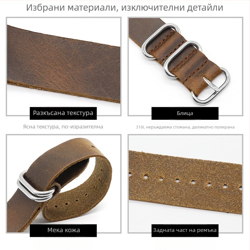 Ремък за часовник от Crazy Horse кожа от onthelevel – Hepburn Wind, Jazz Wind, ретро стил Литература и Изкуство