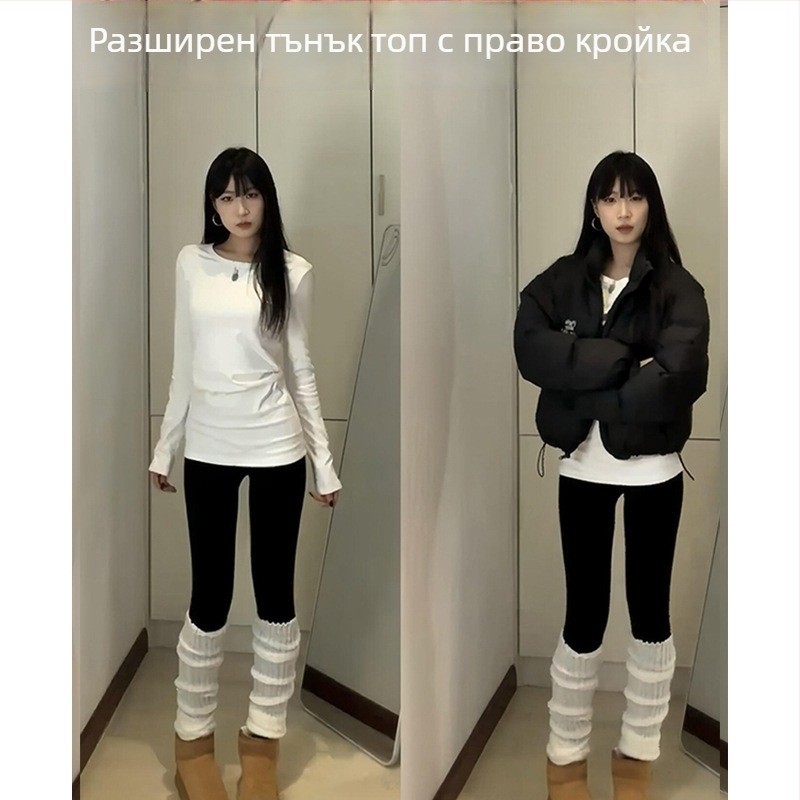 Дамски топ с качулка, тясна кройка, средна дължина, памук с еластан, подплатен с флийс