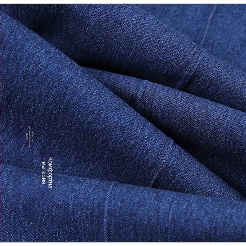 Дънки за жени на средна възраст с еластична висока талия, свободен прав крой, капри дължина, памук над 95%, микроеластичност