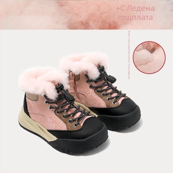 Детски ботуши до глезена за зима, изкуствена кожа, памучна изолация, за деца 1-3 г., марка White Crane