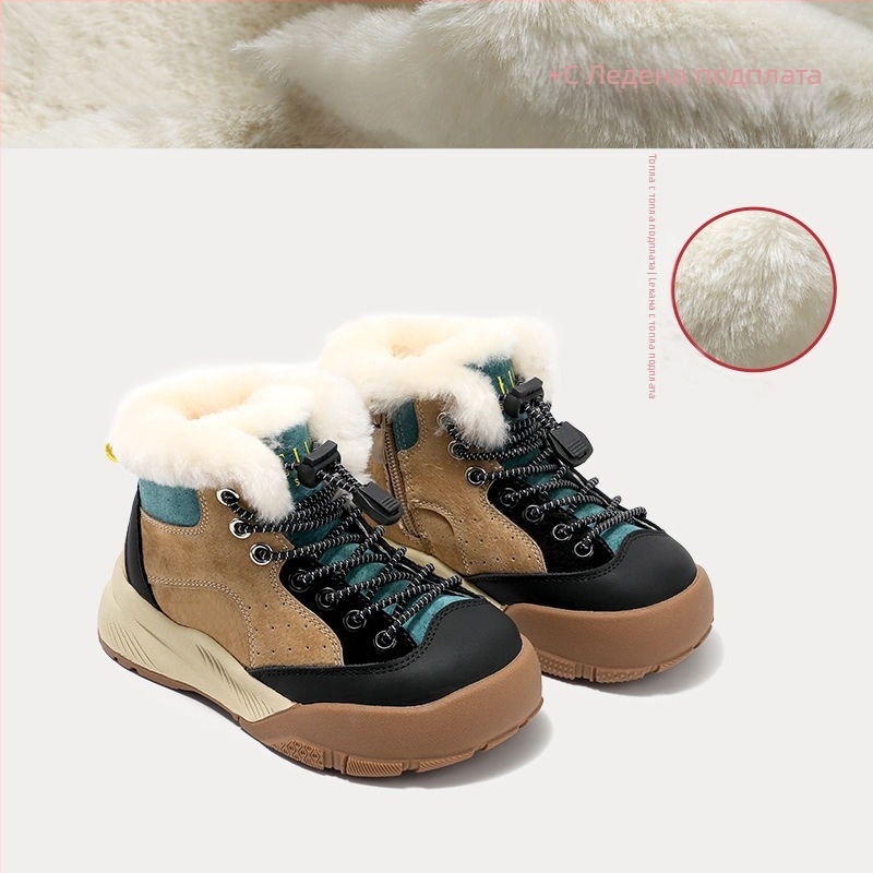 Детски ботуши до глезена за зима, изкуствена кожа, памучна изолация, за деца 1-3 г., марка White Crane