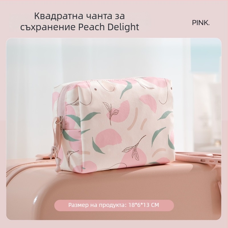 Козметична чанта с разделения за грим — водоустойчива, портативна и ултралека, голям капацитет (материал: полиестер; подплата: полиестер; принт)