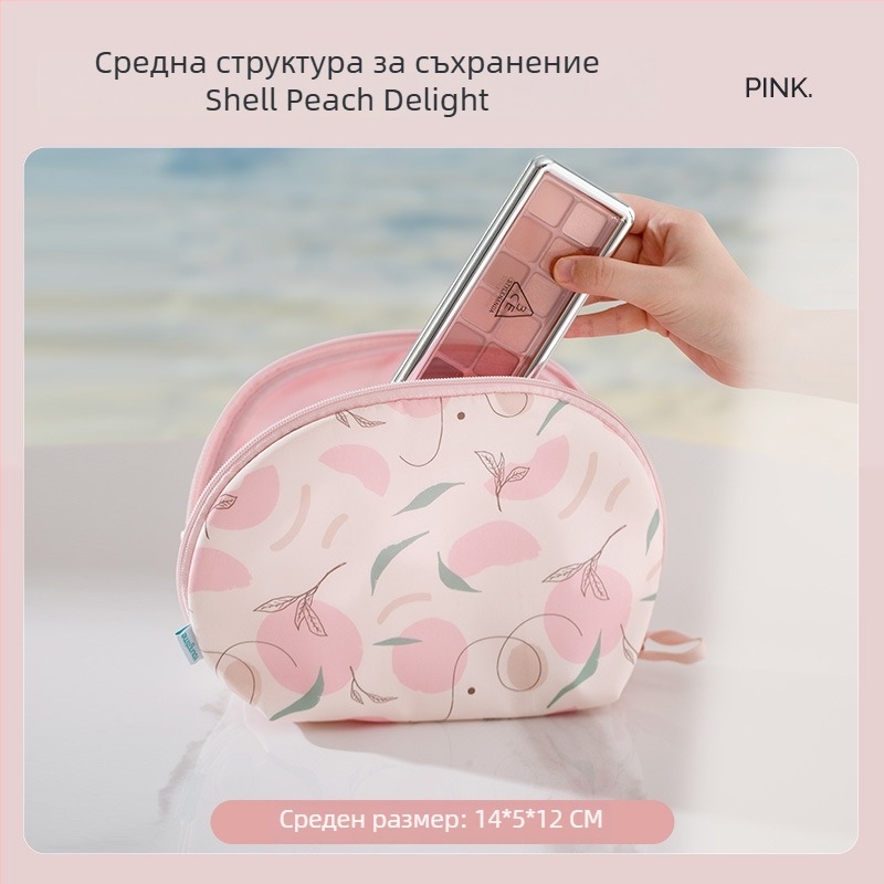 Козметична чанта с разделения за грим — водоустойчива, портативна и ултралека, голям капацитет (материал: полиестер; подплата: полиестер; принт)