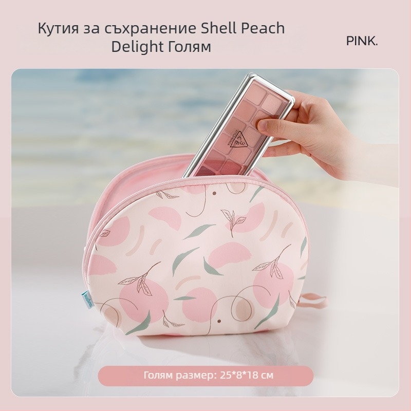 Козметична чанта с разделения за грим — водоустойчива, портативна и ултралека, голям капацитет (материал: полиестер; подплата: полиестер; принт)