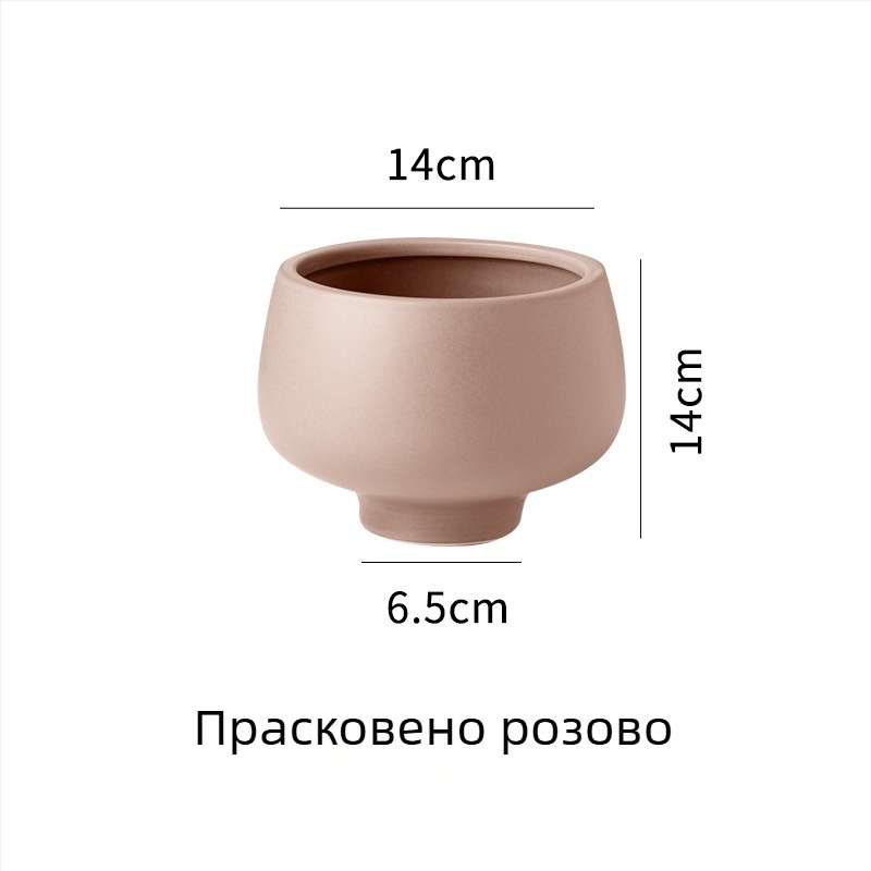 Керамична цветарка за бюро или под – Nordic Morandi стил, подходяща за офис и домашно обзавеждане