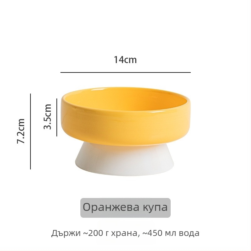 Керамична котешка купа с наклонен ръб за предотвратяване на преобръщане, подходяща за храна и вода. Марка: Picking up the moon without being stained. Произход: Чаочжоу, Гуандун.