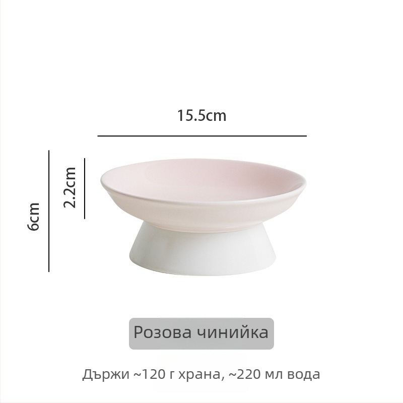 Керамична котешка купа с наклонен ръб за предотвратяване на преобръщане, подходяща за храна и вода. Марка: Picking up the moon without being stained. Произход: Чаочжоу, Гуандун.