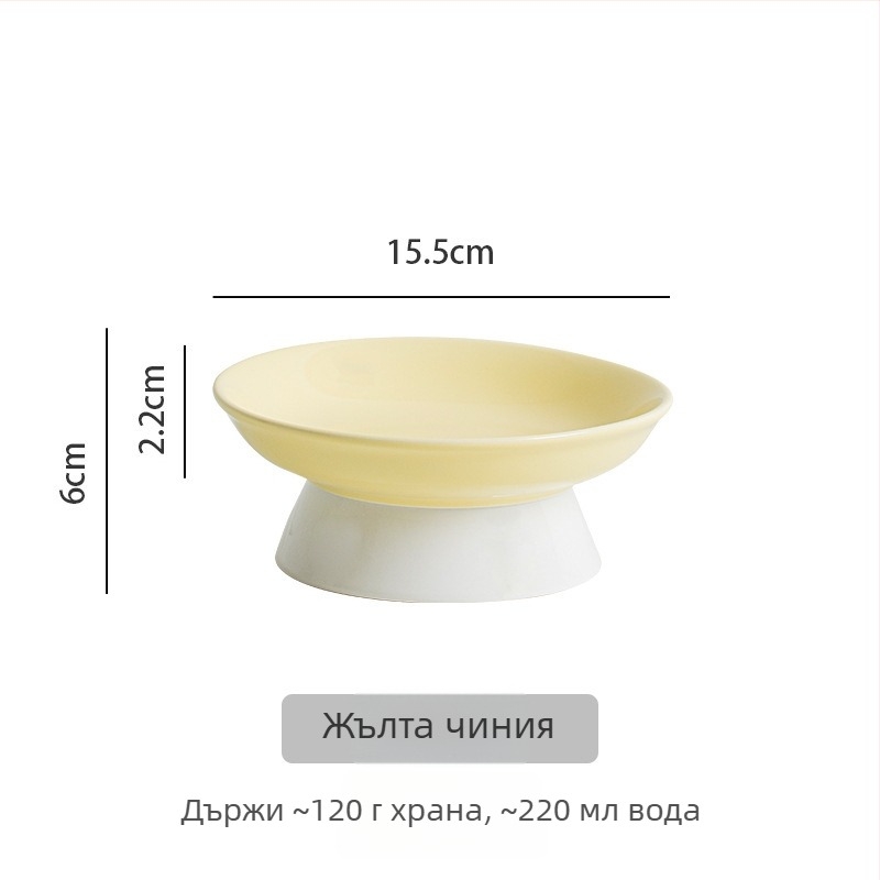 Керамична котешка купа с наклонен ръб за предотвратяване на преобръщане, подходяща за храна и вода. Марка: Picking up the moon without being stained. Произход: Чаочжоу, Гуандун.