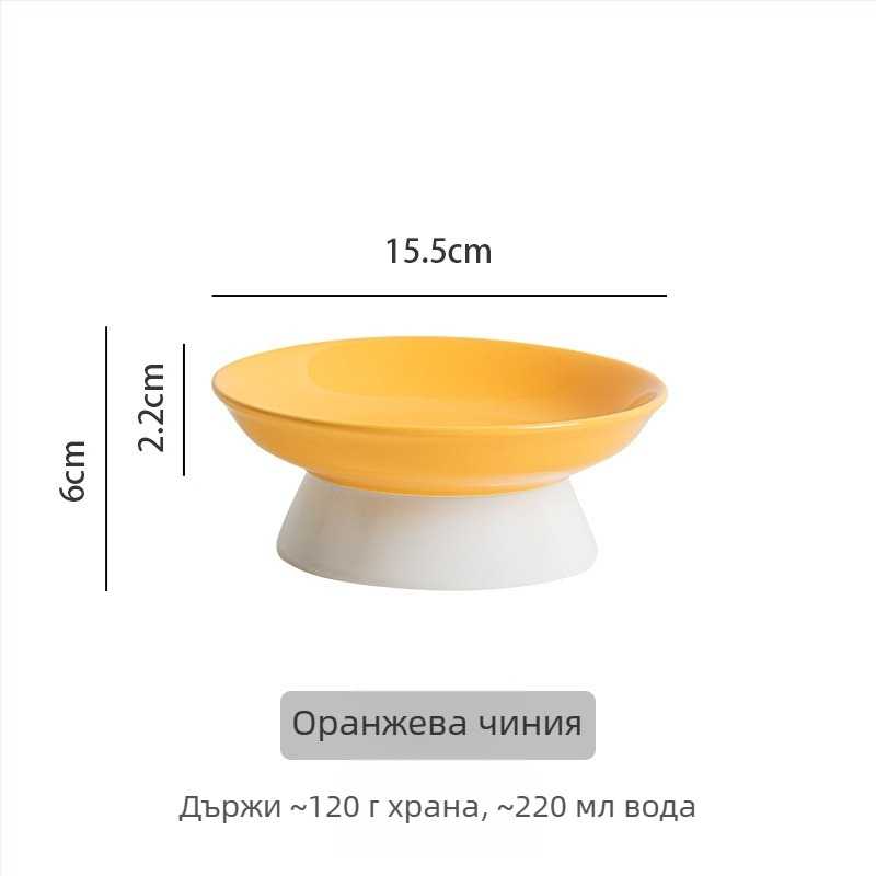 Керамична котешка купа с наклонен ръб за предотвратяване на преобръщане, подходяща за храна и вода. Марка: Picking up the moon without being stained. Произход: Чаочжоу, Гуандун.