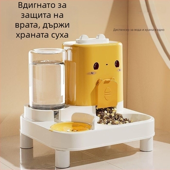 Котешка купа с автоматично хранене и вода — пластмасова двуфункционална купа за котки
