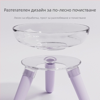 Купа за хранене и пиене на котки и кучета, прозрачна стъклена купа, автоматично хранене, пластмаса + стъкло