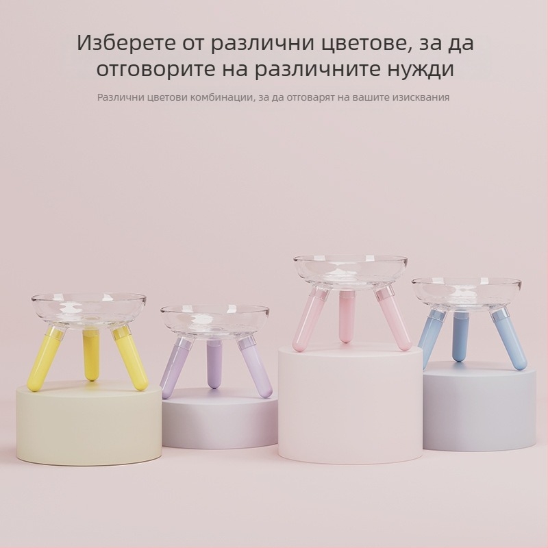 Купа за хранене и пиене на котки и кучета, прозрачна стъклена купа, автоматично хранене, пластмаса + стъкло