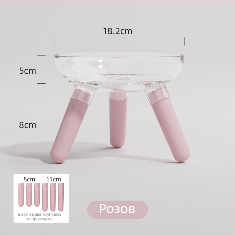 Купа за хранене и пиене на котки и кучета, прозрачна стъклена купа, автоматично хранене, пластмаса + стъкло