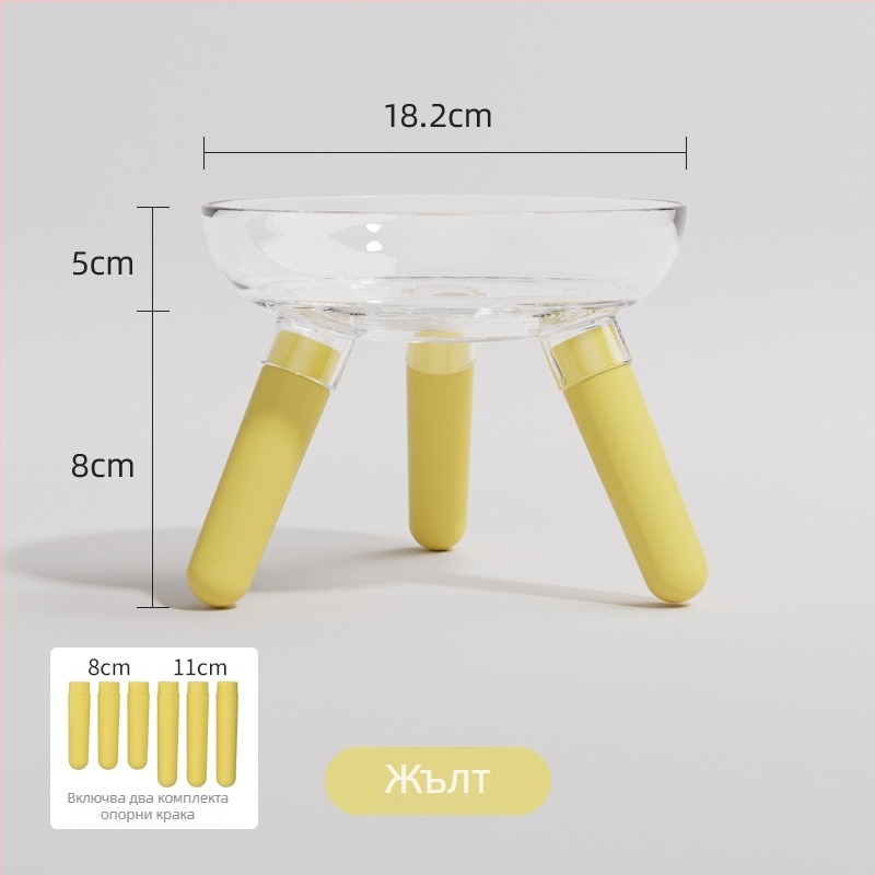 Купа за хранене и пиене на котки и кучета, прозрачна стъклена купа, автоматично хранене, пластмаса + стъкло