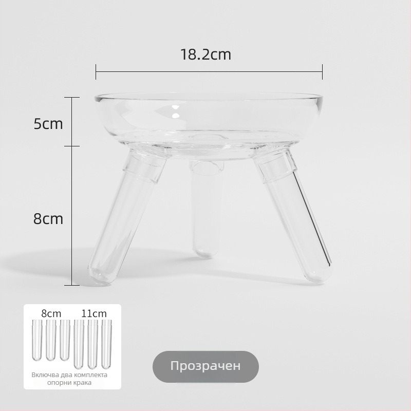 Купа за хранене и пиене на котки и кучета, прозрачна стъклена купа, автоматично хранене, пластмаса + стъкло