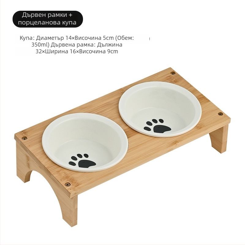 Котешка купа за храна с дървена рамка, Heng xiang, произход Чаочжоу — инструмент за домашни любимци