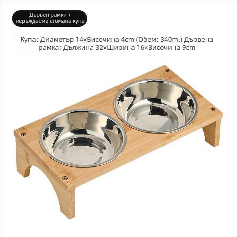 Котешка купа за храна с дървена рамка, Heng xiang, произход Чаочжоу — инструмент за домашни любимци