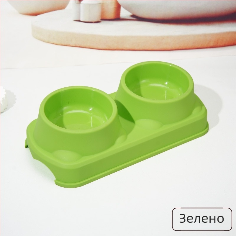 Пластмасова купа за храна за домашни любимци, двойна купа, интегрирана конструкция, антихлъзгаща, предпазваща от преобръщане, за котки и кучета