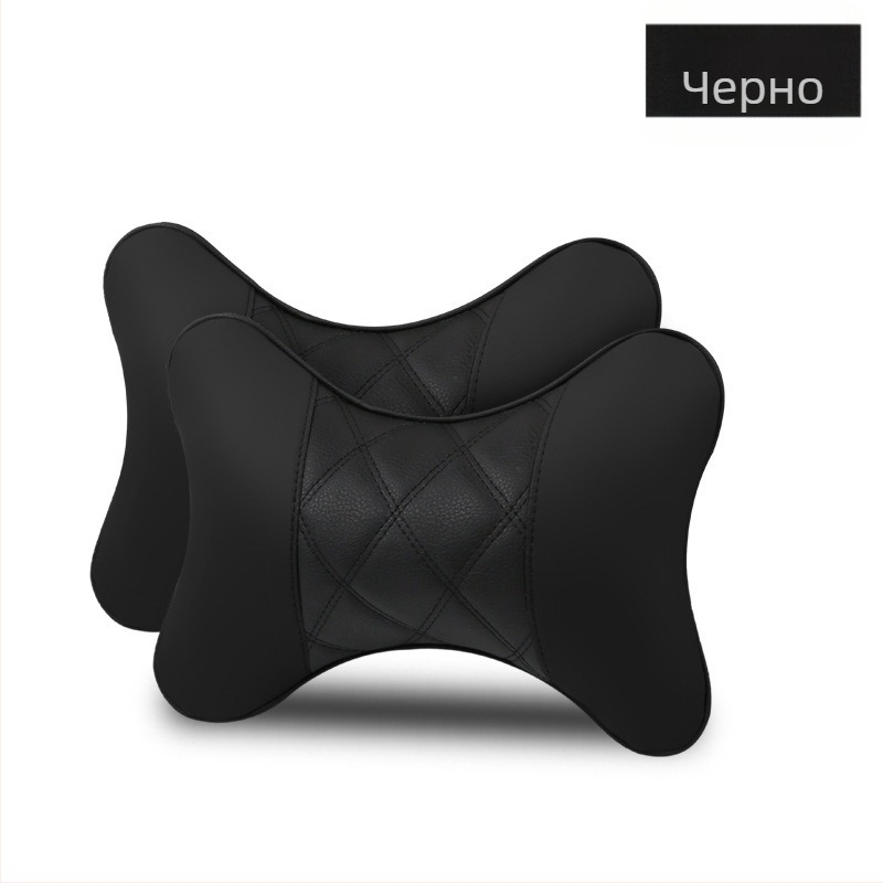 Комплект от две подглавници за автомобил – кожена външна повърхност, пълнеж от синтетични влакна, за всички сезони, стил бизнес