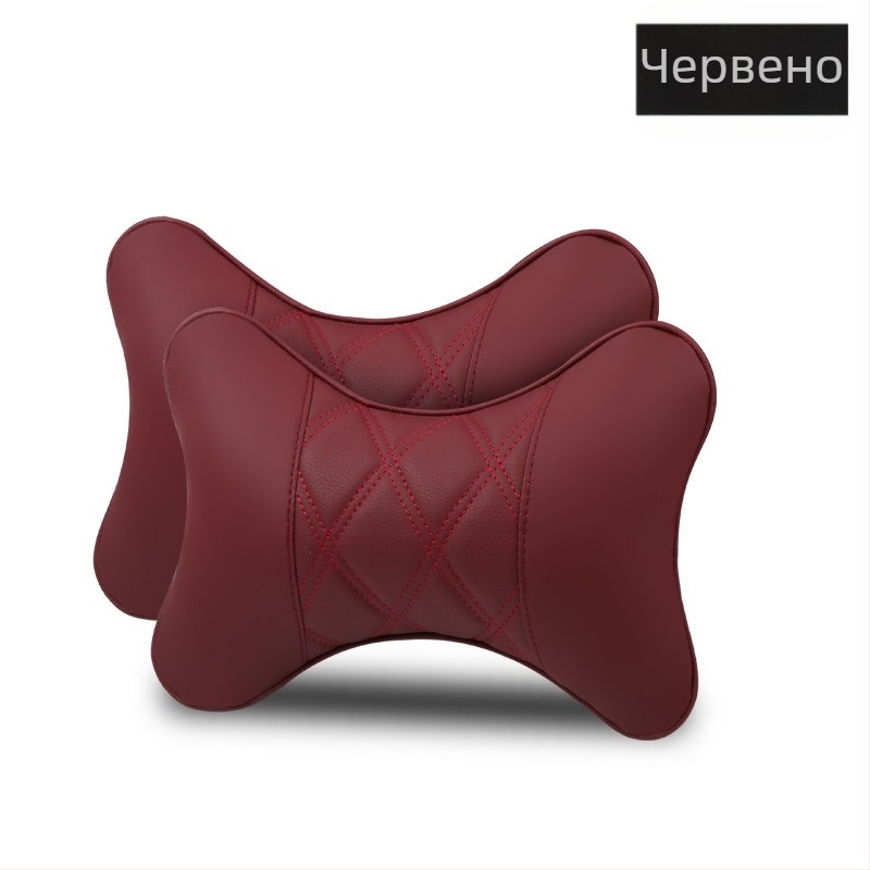 Комплект от две подглавници за автомобил – кожена външна повърхност, пълнеж от синтетични влакна, за всички сезони, стил бизнес