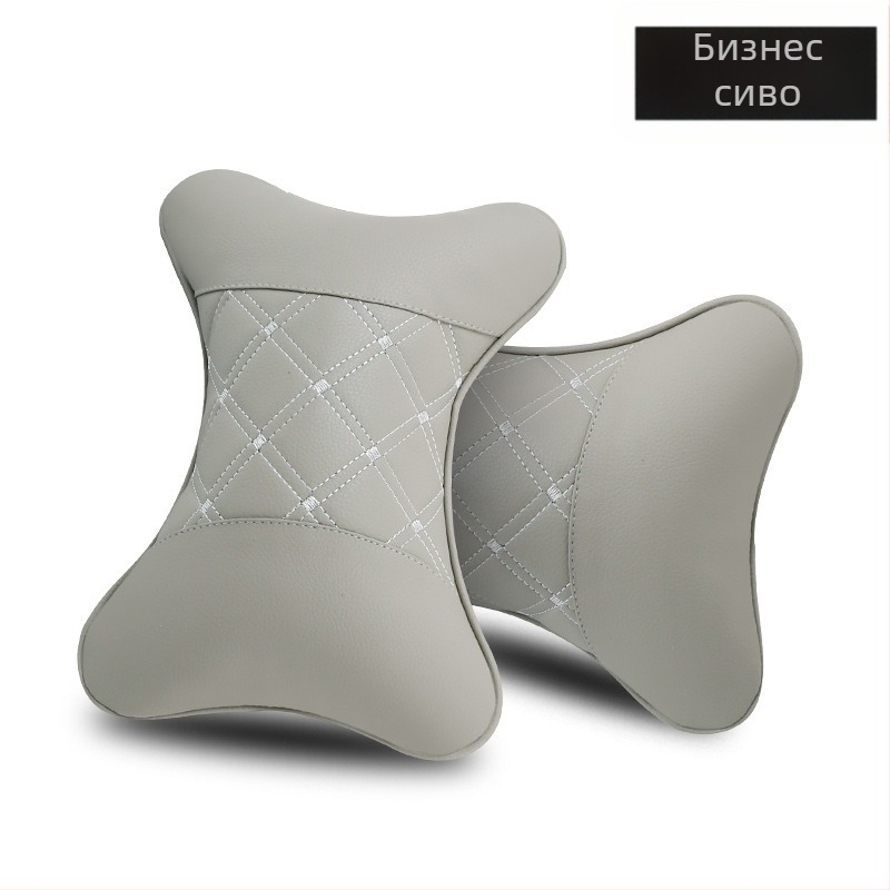 Комплект от две подглавници за автомобил – кожена външна повърхност, пълнеж от синтетични влакна, за всички сезони, стил бизнес