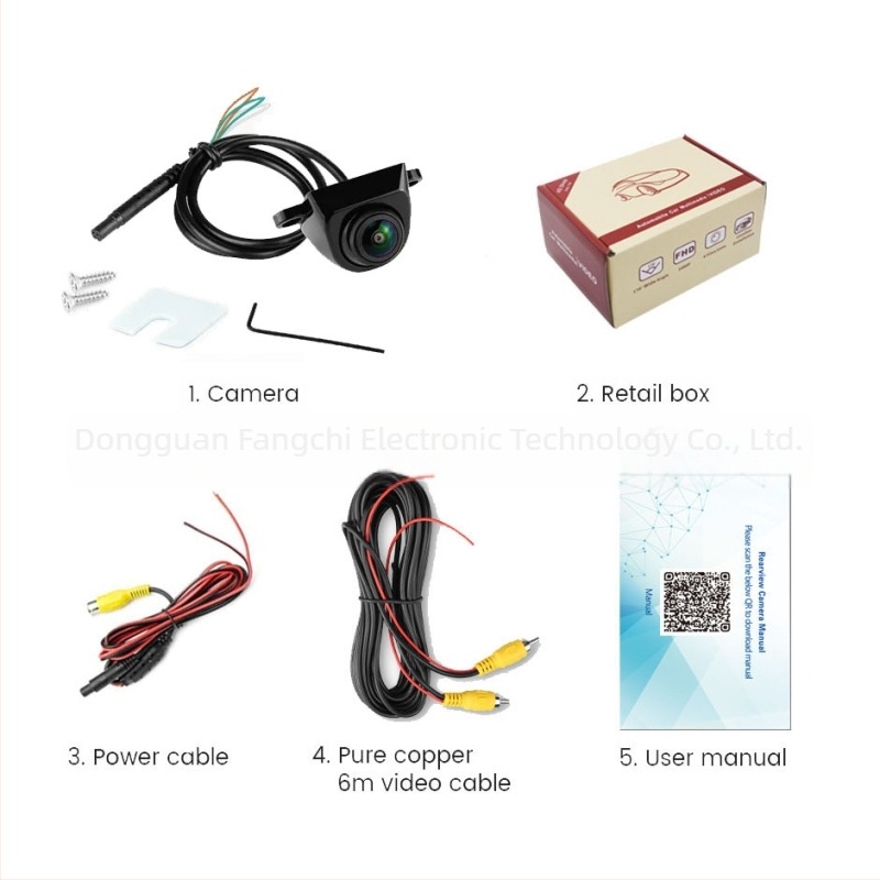 Автомобилна камера за обратно виждане с 360° обзор, 1080P/720P, нощно виждане, обектив с рибешко око, plug-in