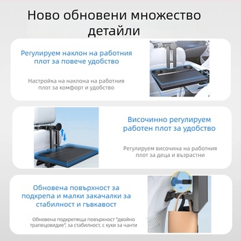 Waytogrow Автомобилна масичка за кола – ABS противохлъзваща, сгъваема маса с въртене и мултифункционалност, стенен монтаж, универсална съвместимост