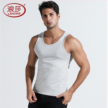 Langsha мъжки потник от ликра и памук – базов пролетно-лятен спортен потник, тънък и еластичен силует