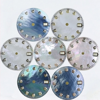 Seiko циферблат за часовник, Mother-of-Pearl с диамантени индекси, съвместим с NH35/36 движение