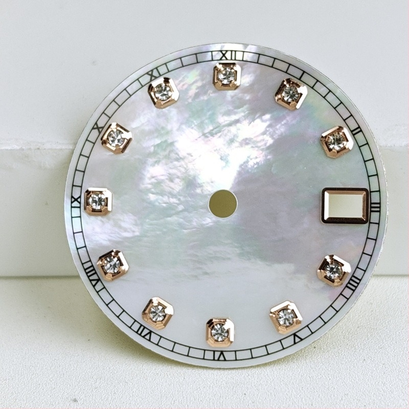 Seiko циферблат за часовник, Mother-of-Pearl с диамантени индекси, съвместим с NH35/36 движение