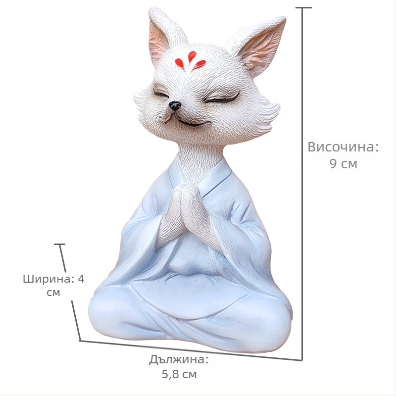 Декоративна лисица-фигура от смола в зен стил, бонсай-декор за градина, балкон и кола