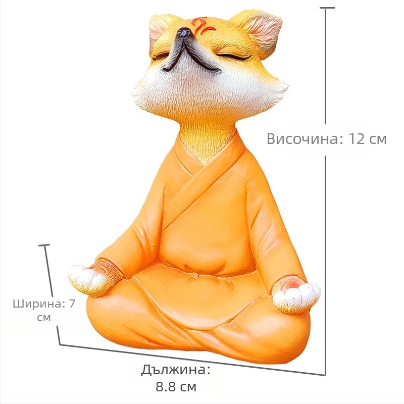 Декоративна лисица-фигура от смола в зен стил, бонсай-декор за градина, балкон и кола