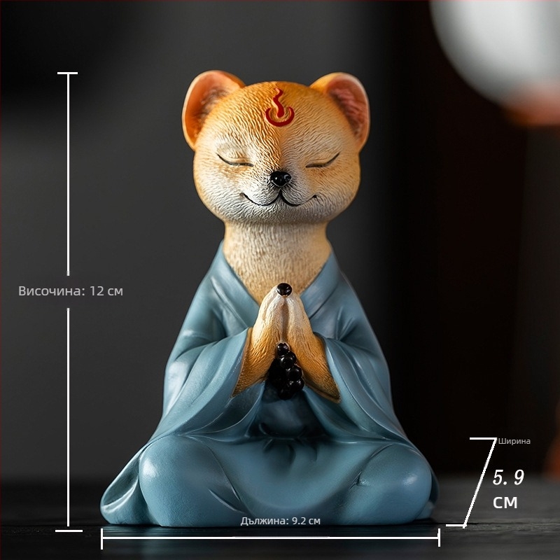 Декоративна лисица-фигура от смола в зен стил, бонсай-декор за градина, балкон и кола