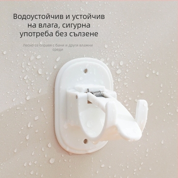 Безпробивна скоба за завесен прът с телескопично рамо – ABS, японски стил, единична кука