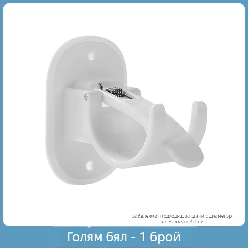 Безпробивна скоба за завесен прът с телескопично рамо – ABS, японски стил, единична кука