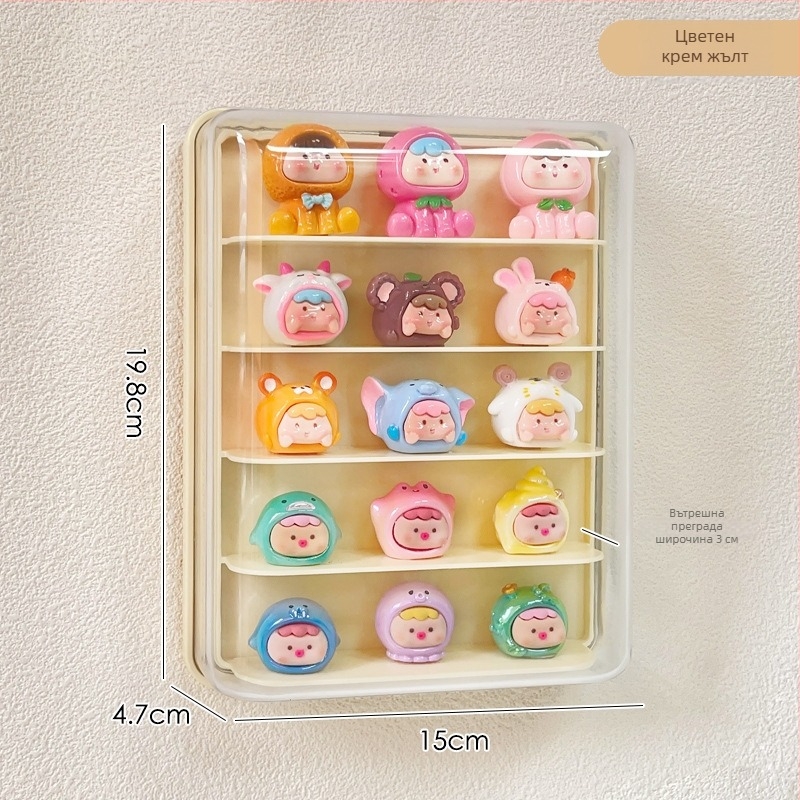 Стенно изложбено шкафче за фигури, прахоустойчива пластмасова кутия, обем 1 л, модерен минималистичен стил, модел 111111111