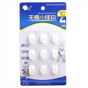 Meike адхезивна закачалка ABS, единичен дизайн, модерен минимализъм, носимост 0–1 кг, 9 бр., пусната през зимата на 2022.