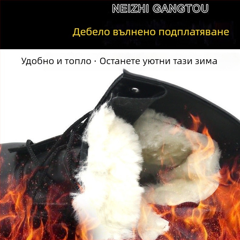 Кожени ботуши за планински преходи, водоустойчиви обувки с цип, високи мъжки ботуши