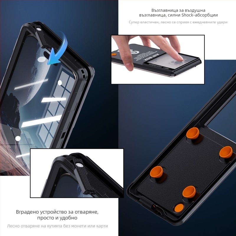 Защитен калъф за телефон с подводен водоустойчив дизайн за Apple — удароустойчив, антиотпечатъци, ембосирана повърхност, материал PC PET силикон, поддръжка за персонализиране