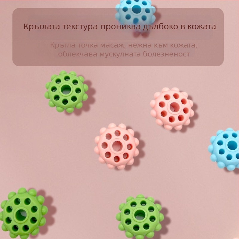 Десетколесен масажен ролер за дълбок масаж на краката и двойно предназначение за упражнения за сила на ръцете — Материал: PP+пружина, Код: Qq-88, Йога пособия