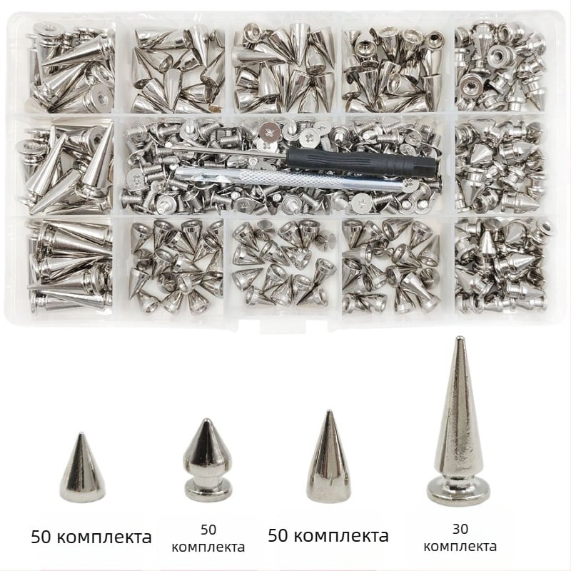 Метални пирони за дрехи — бюлетоподобна глава, конусовиден, декоративни панк пирони за палта, дънки, шапки, колани и чанти (Huafei)