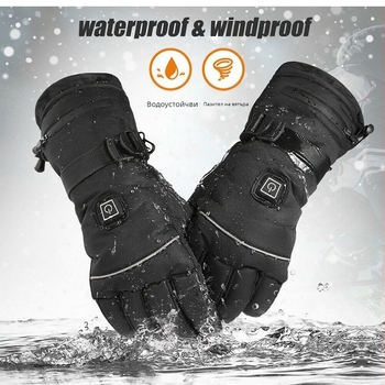 Ски ръкавици с отопление от литиева батерия, отопление за всички пръсти и длан, водоустойчива подплата от найлон и памук, унисекс за възрастни