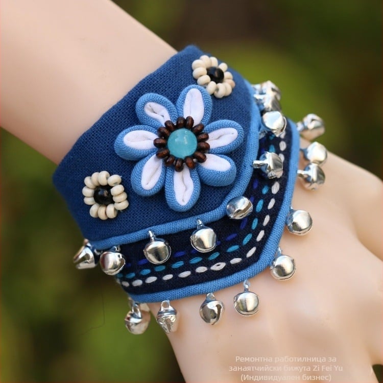 Ru yixiang платнена гривна с тай-дай, флорална форма, ръчно изработени платнени бижута за жени, пролет 2025