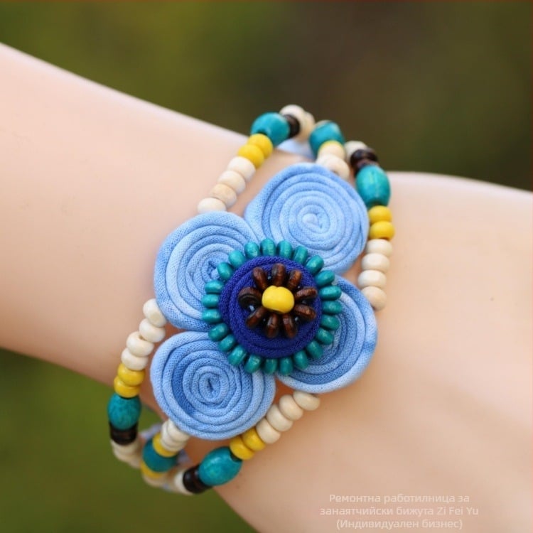 Ru yixiang платнена гривна с тай-дай, флорална форма, ръчно изработени платнени бижута за жени, пролет 2025